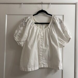 Madewell Cream Puff Sleeve Blouse with Lace